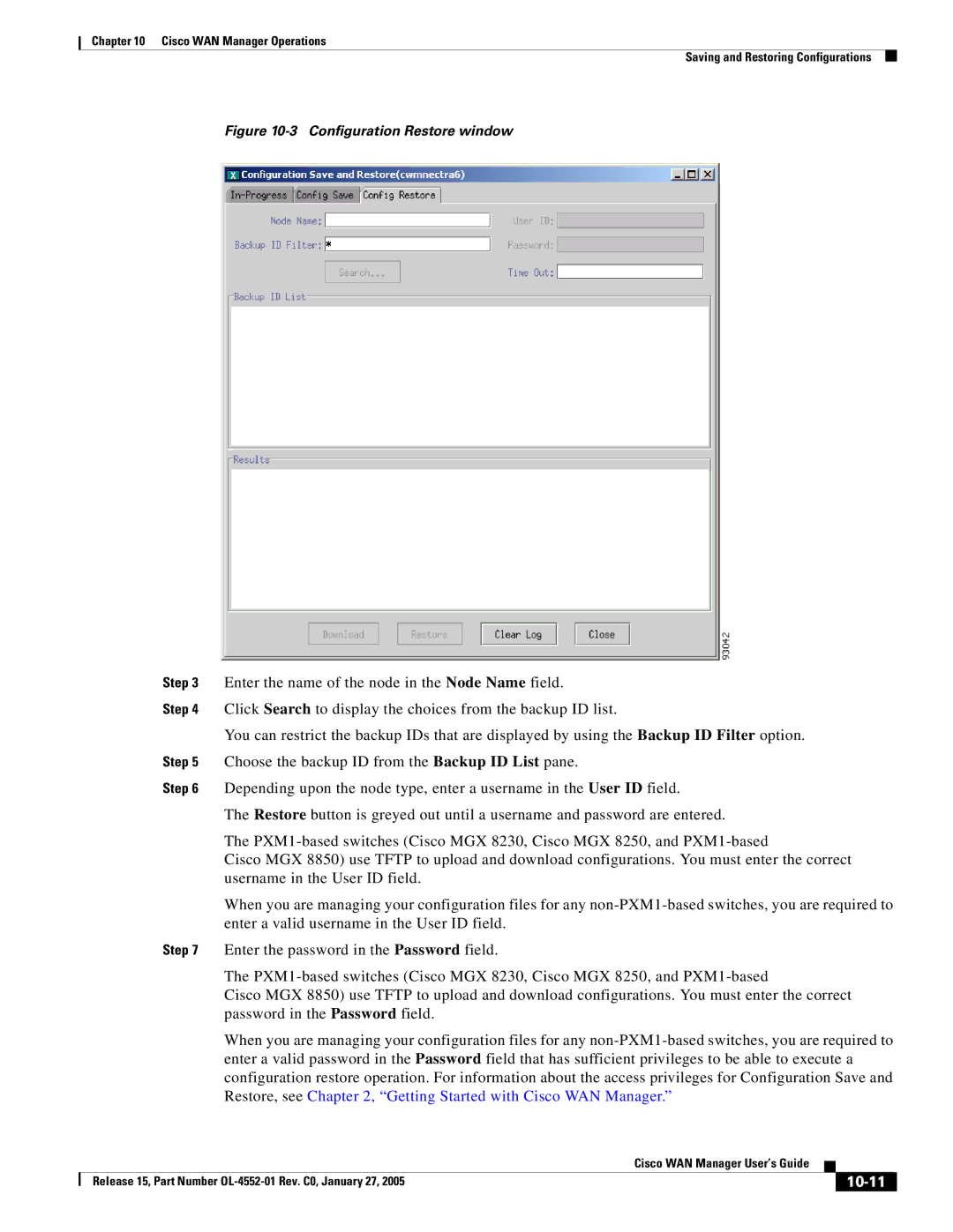 Cisco Systems OL-4552-01 manual 10-11, Configuration Restore window 