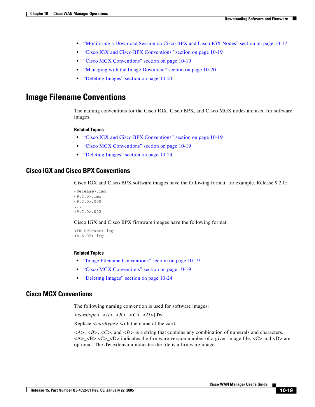 Cisco Systems OL-4552-01 manual Cisco IGX and Cisco BPX Conventions, Cisco MGX Conventions, 10-19 