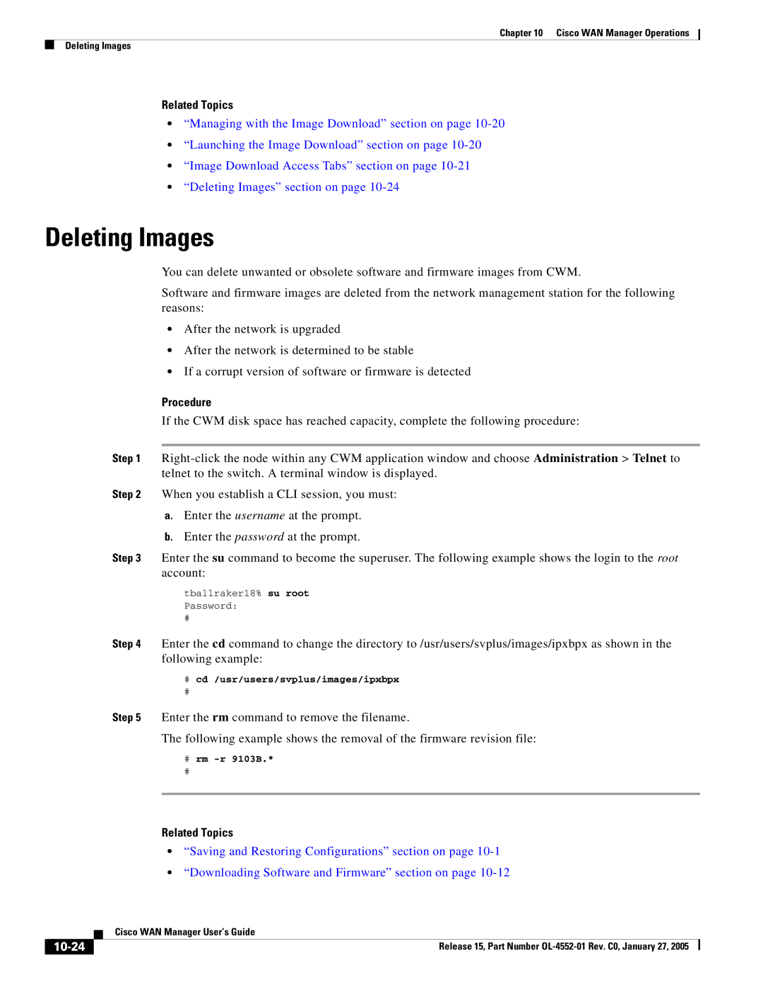 Cisco Systems OL-4552-01 manual Deleting Images, 10-24 