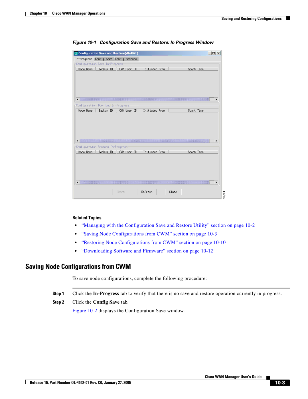 Cisco Systems OL-4552-01 manual Saving Node Configurations from CWM, 10-3 