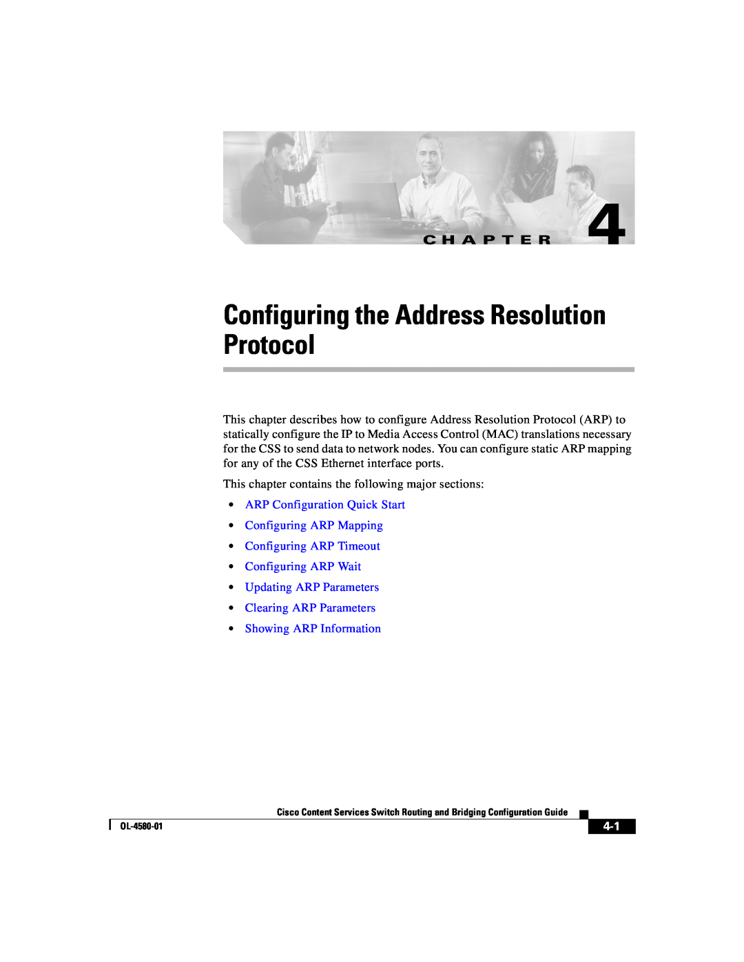 Cisco Systems OL-4580-01 manual Protocol, Configuring the Address Resolution, C H A P T E R 