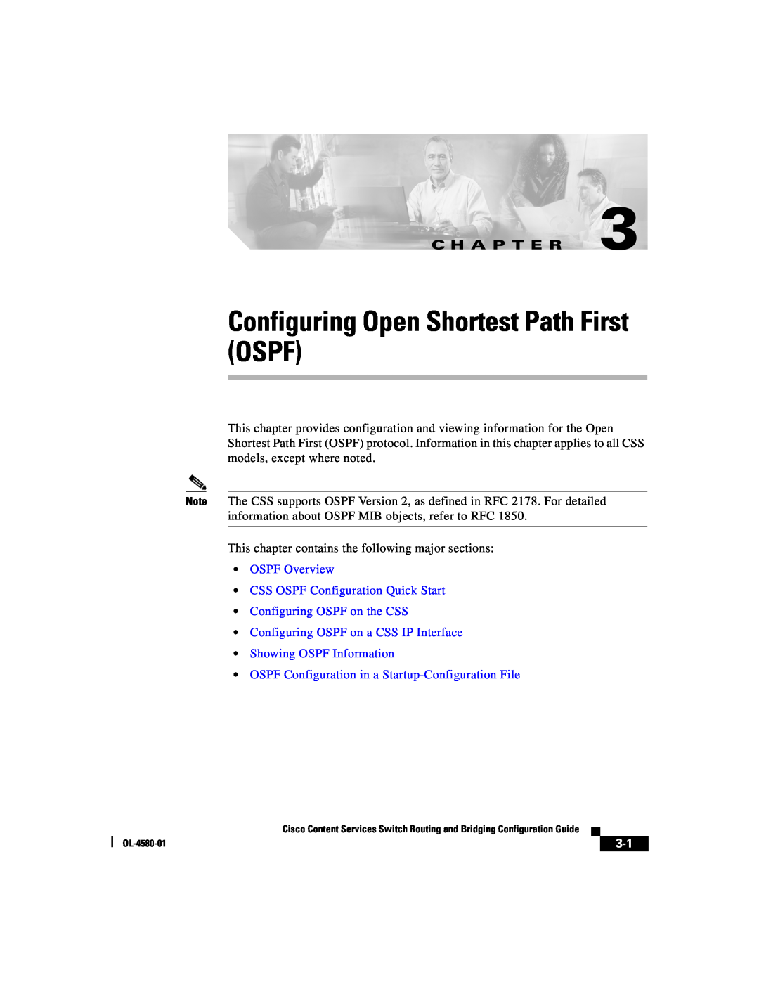 Cisco Systems OL-4580-01 manual Configuring Open Shortest Path First OSPF, C H A P T E R, Showing OSPF Information 