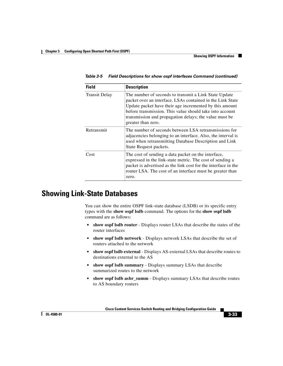 Cisco Systems OL-4580-01 manual Showing Link-State Databases 