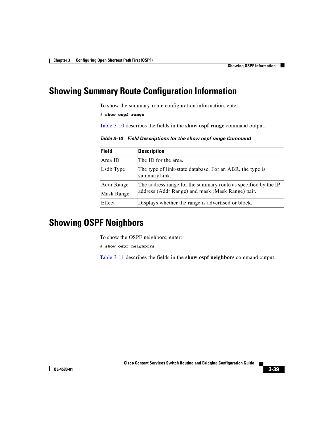 Cisco Systems OL-4580-01 manual Showing Summary Route Configuration Information, Showing Ospf Neighbors 