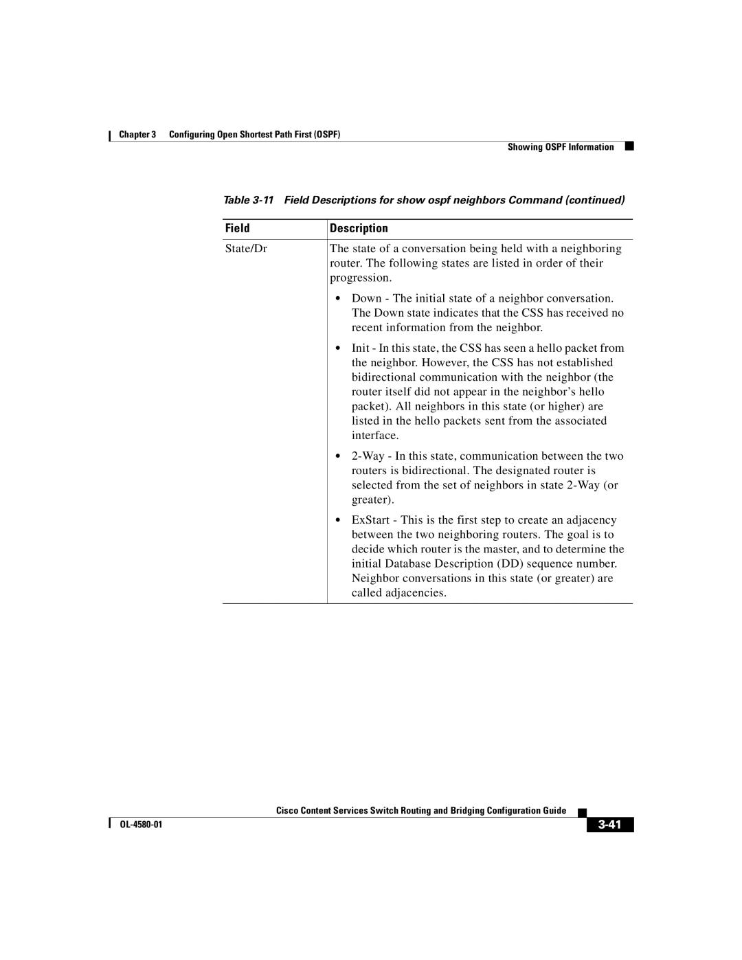 Cisco Systems OL-4580-01 manual Field Description 