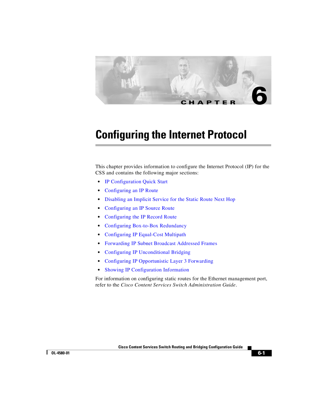 Cisco Systems OL-4580-01 manual Configuring the Internet Protocol 