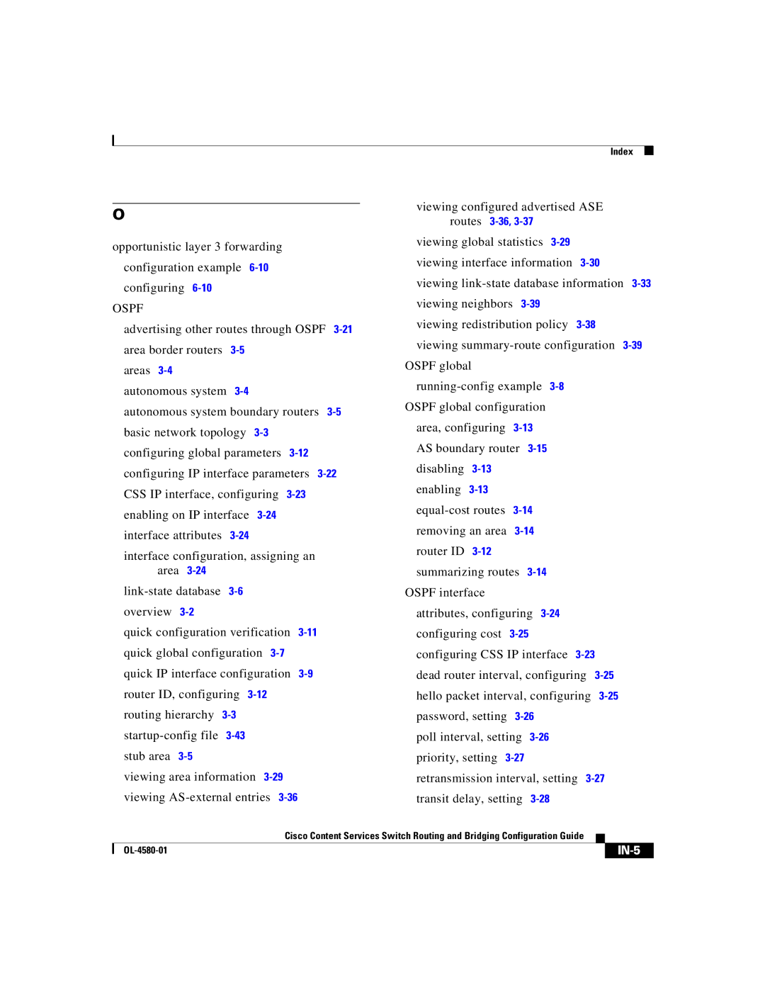 Cisco Systems OL-4580-01 manual IN-5 