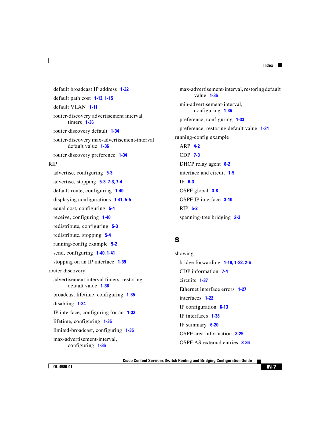 Cisco Systems OL-4580-01 manual IN-7 