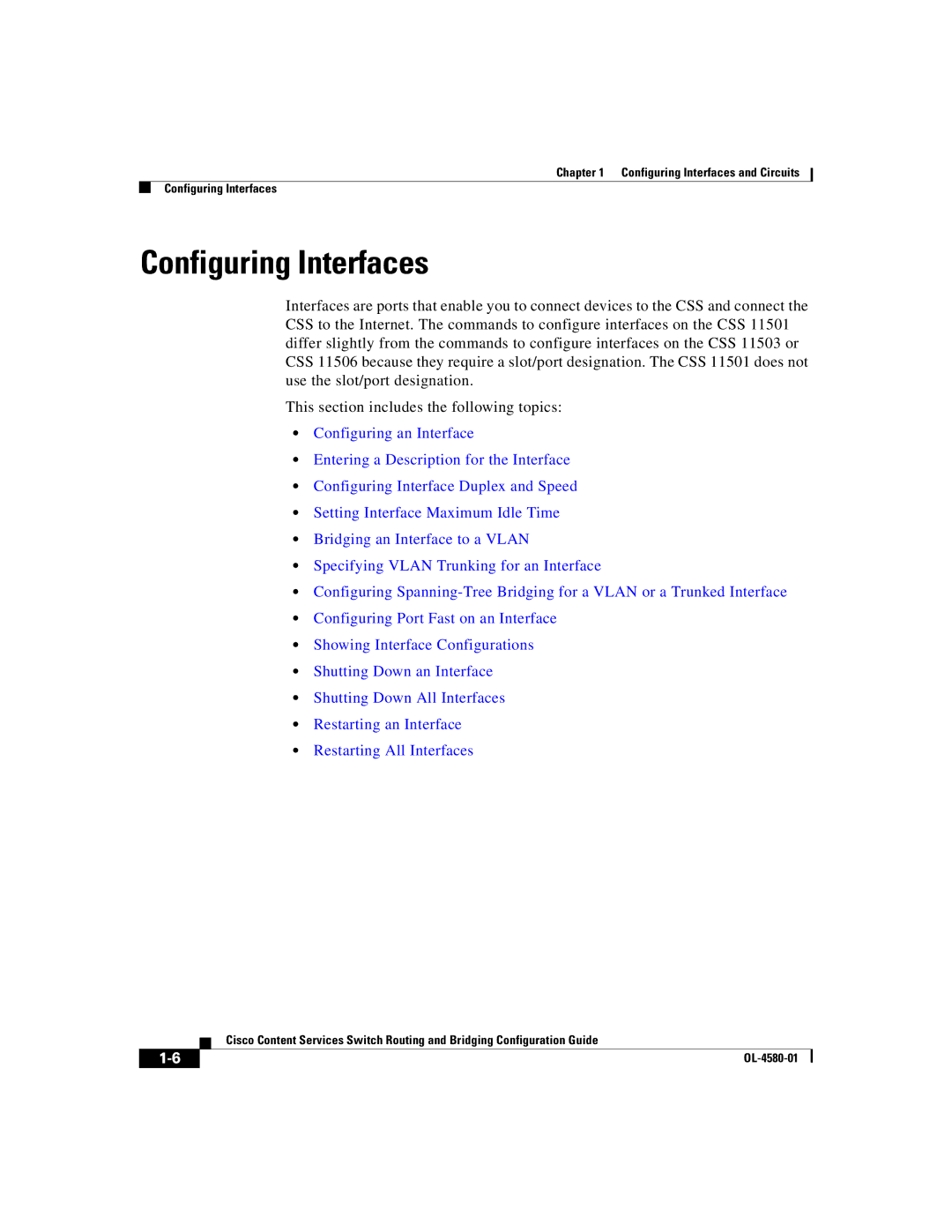 Cisco Systems OL-4580-01 manual Configuring Interfaces 