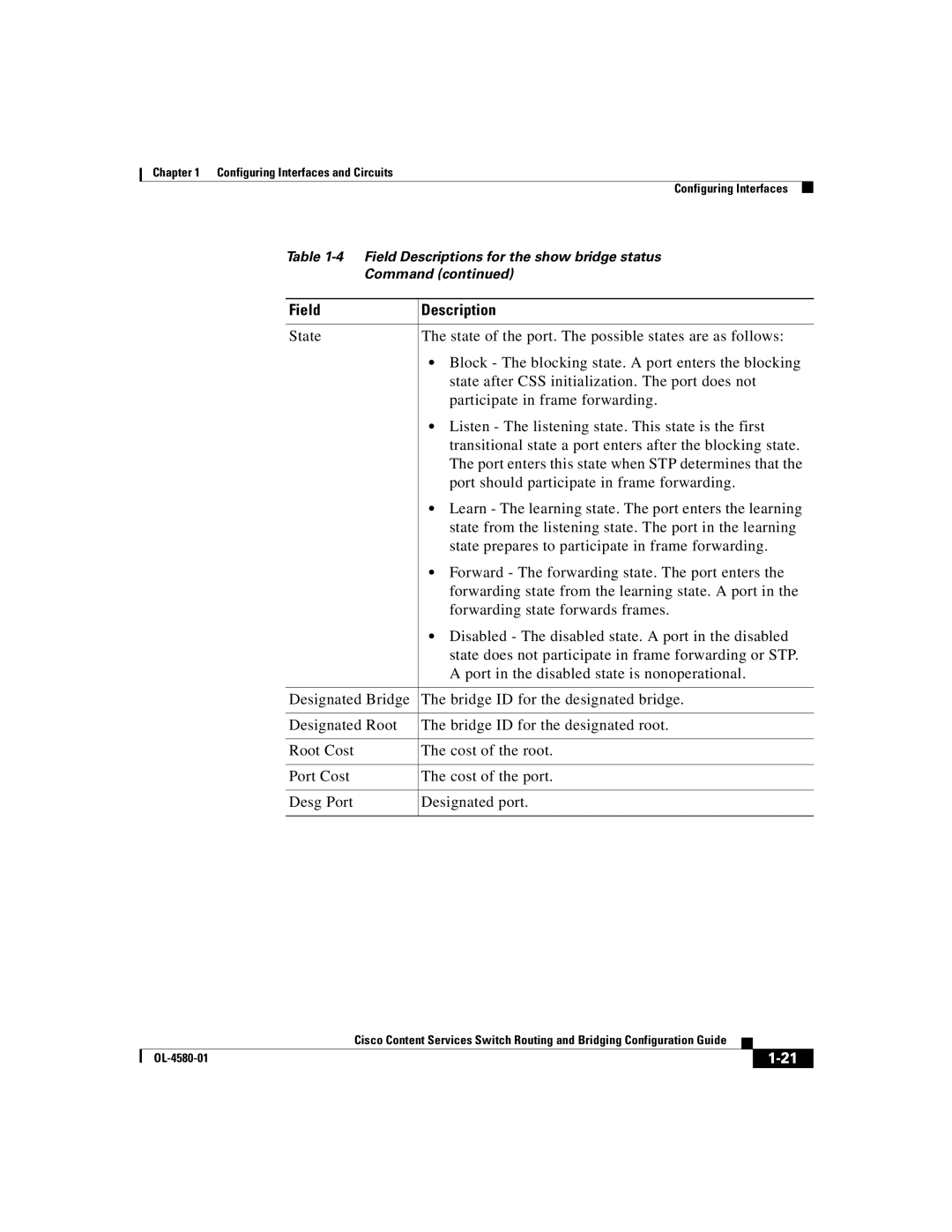 Cisco Systems OL-4580-01 manual Field Description 