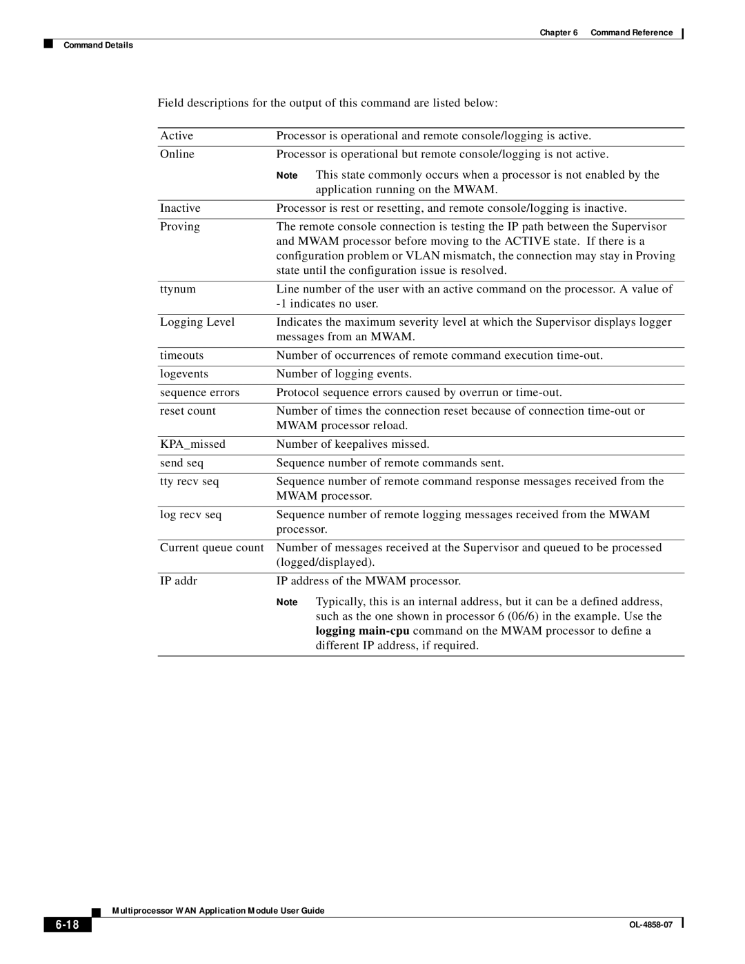 Cisco Systems OL-4858-07 manual Command Reference Command Details 