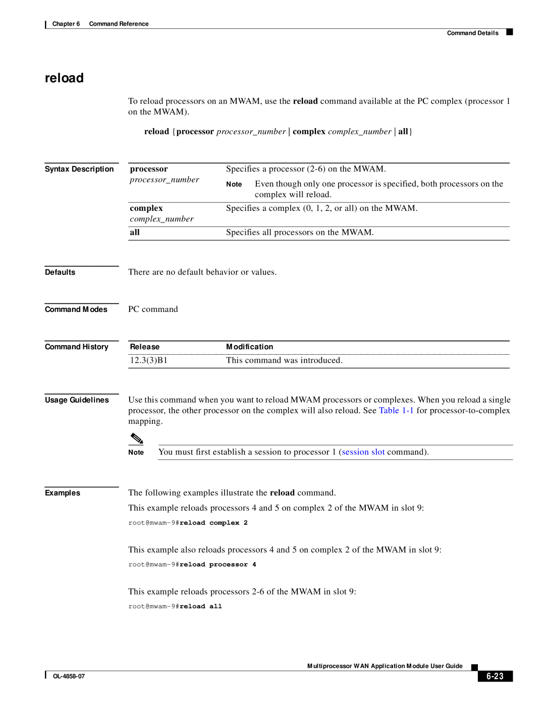 Cisco Systems OL-4858-07 manual Reload 