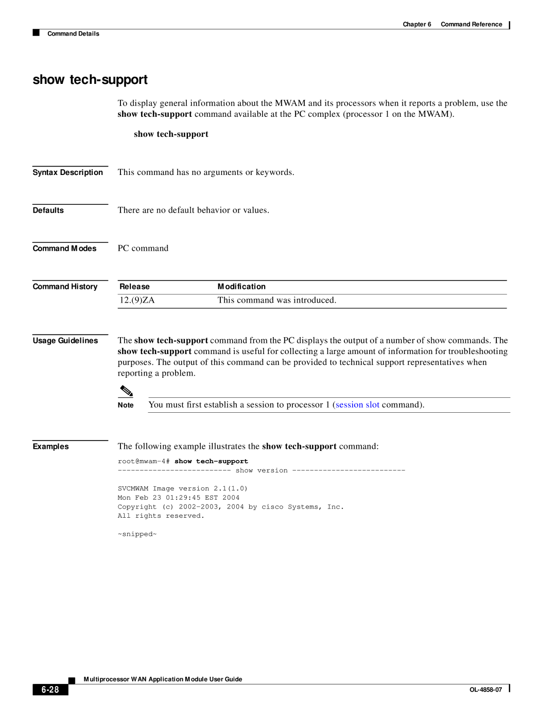 Cisco Systems OL-4858-07 manual Show tech-support, Reporting a problem, Root@mwam-4#show tech-support 