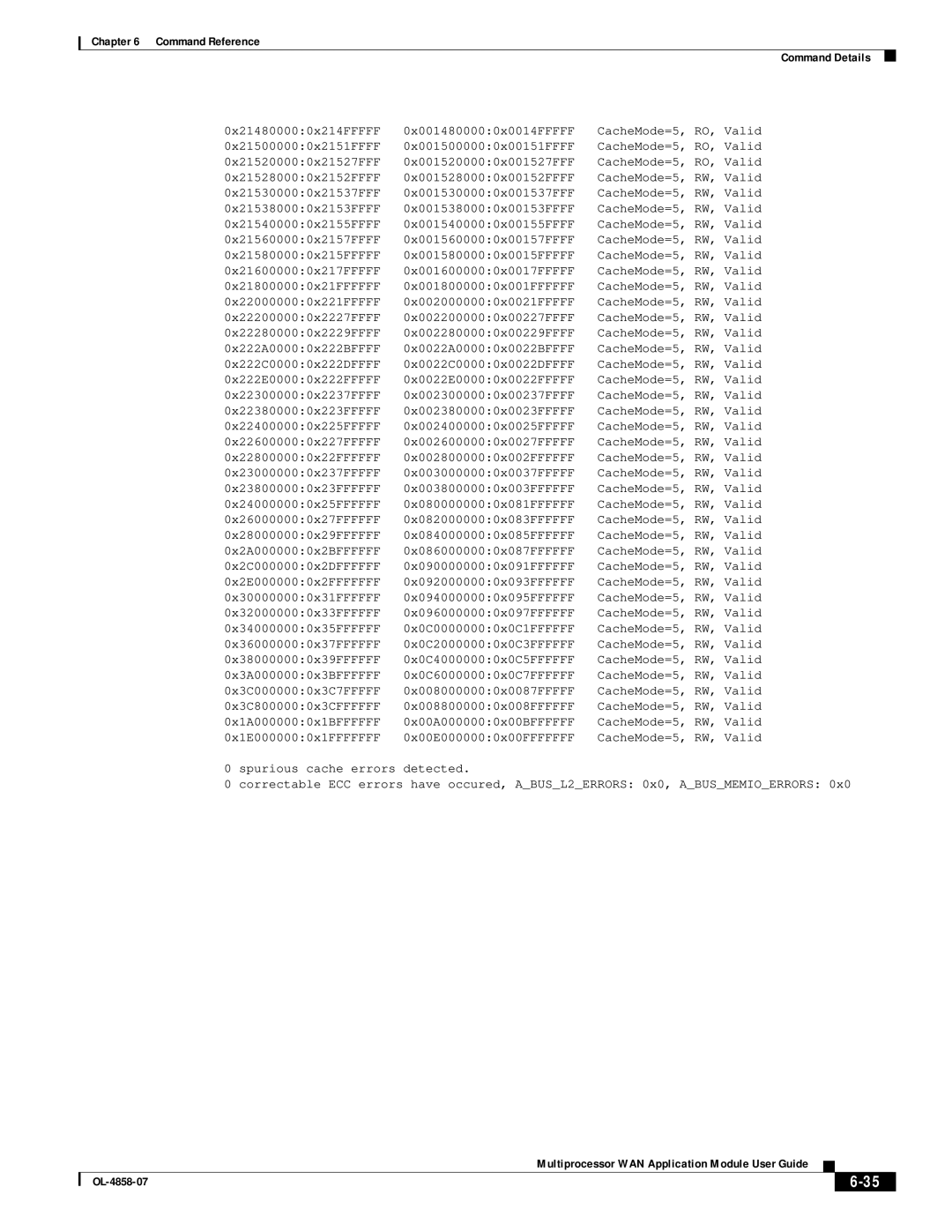 Cisco Systems OL-4858-07 manual 0x214800000x214FFFFF 0x0014800000x0014FFFFF 