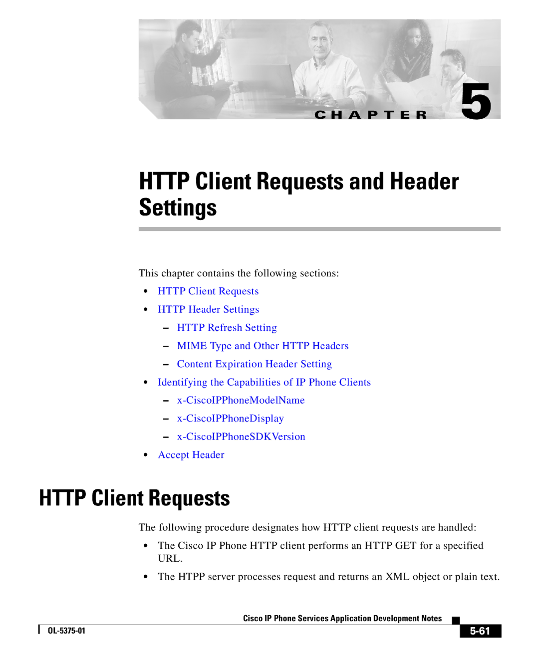 Cisco Systems OL-5375-01 manual Http Client Requests and Header Settings 