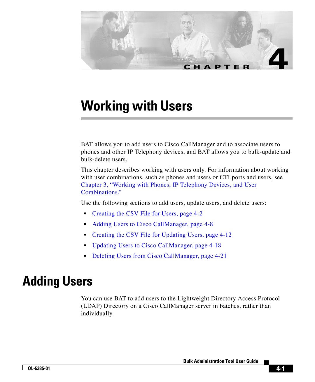 Cisco Systems OL-5385-01 manual Working with Users, Adding Users 