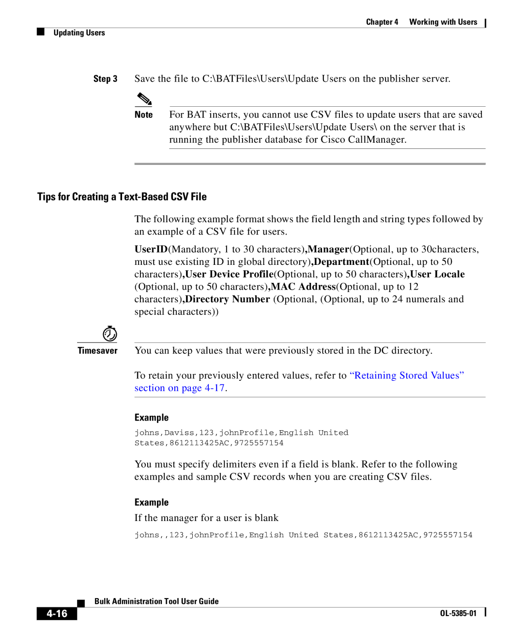 Cisco Systems OL-5385-01 manual Tips for Creating a Text-Based CSV File 