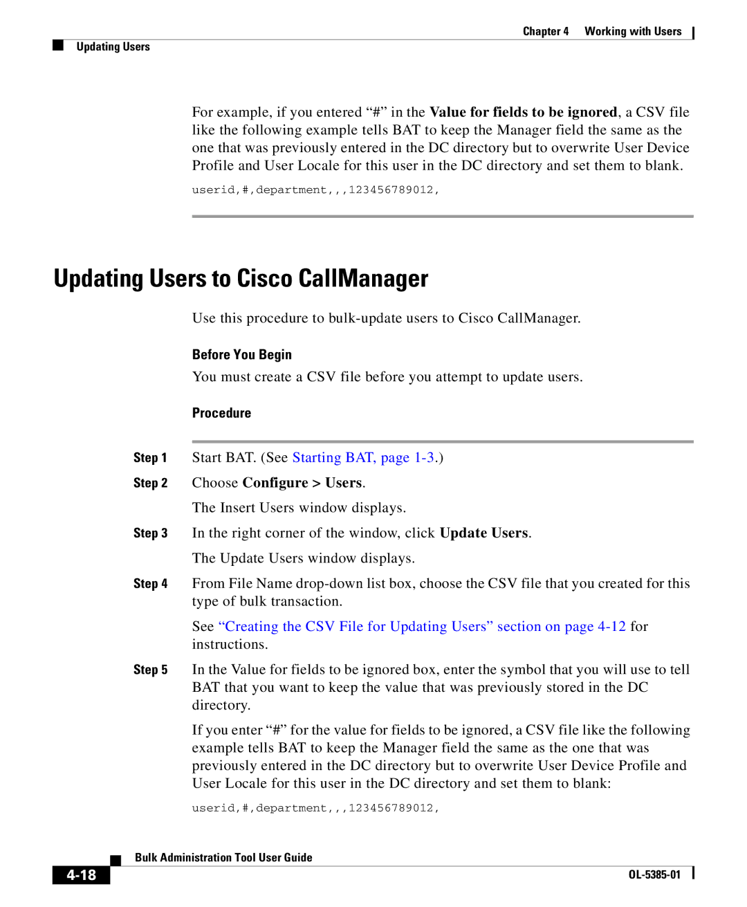 Cisco Systems OL-5385-01 manual Updating Users to Cisco CallManager, Before You Begin 