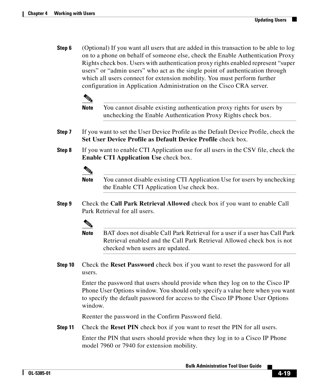 Cisco Systems OL-5385-01 manual Working with Users Updating Users 