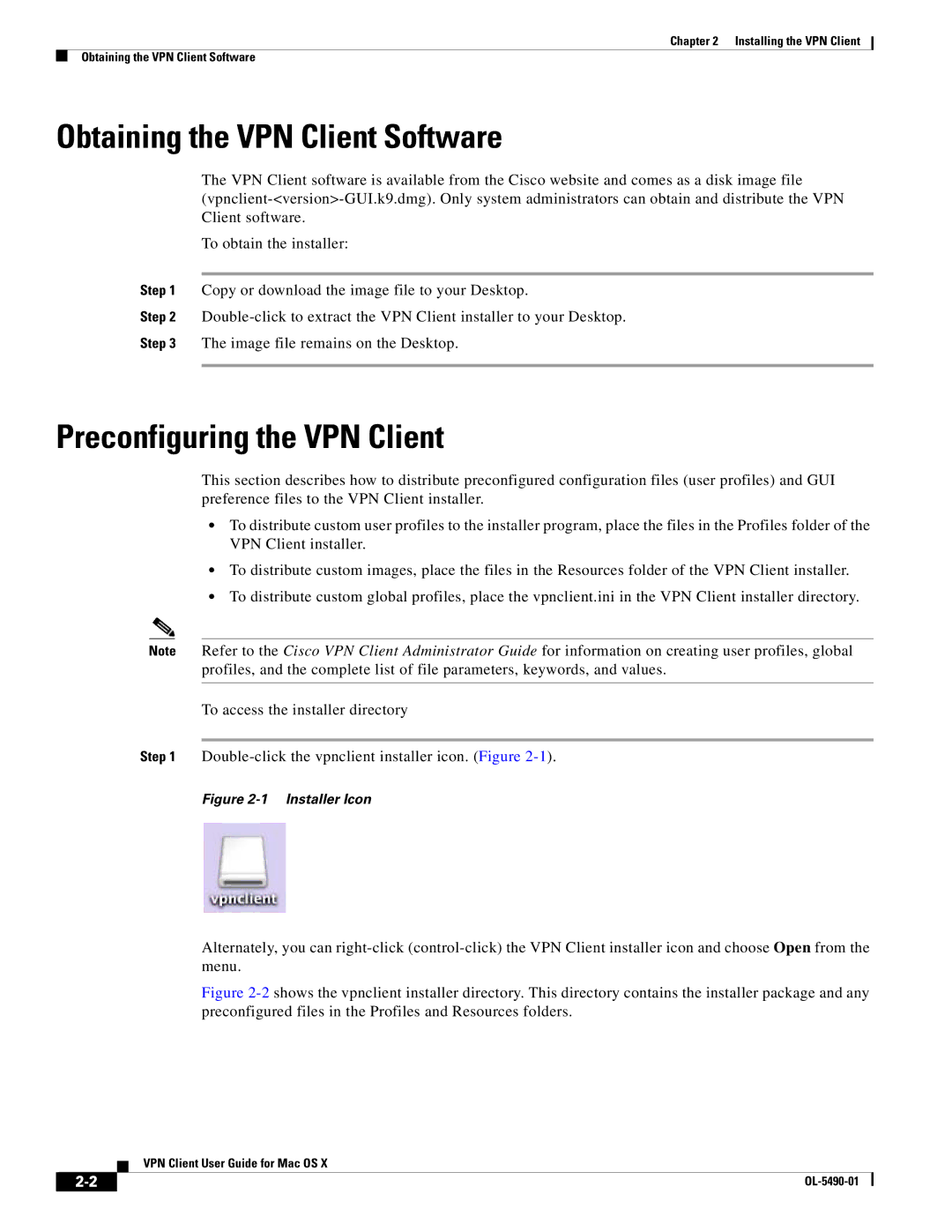 Cisco Systems OL-5490-01 manual Obtaining the VPN Client Software, Preconfiguring the VPN Client 