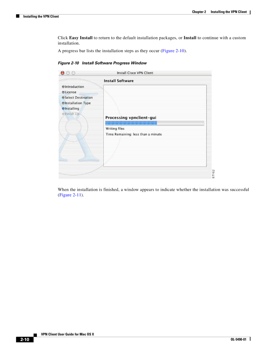 Cisco Systems OL-5490-01 manual Install Software Progress Window 