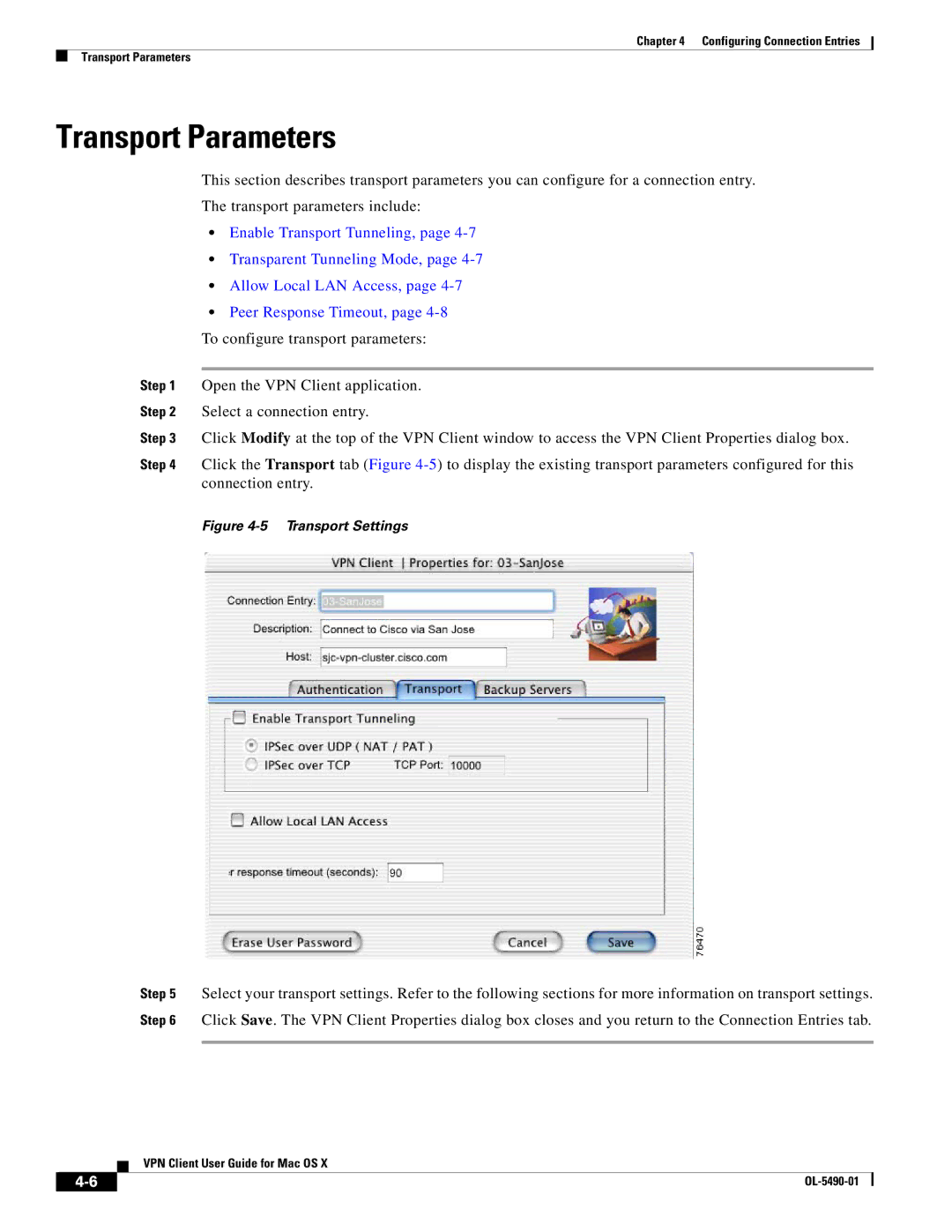 Cisco Systems OL-5490-01 manual Transport Parameters, Transport Settings 