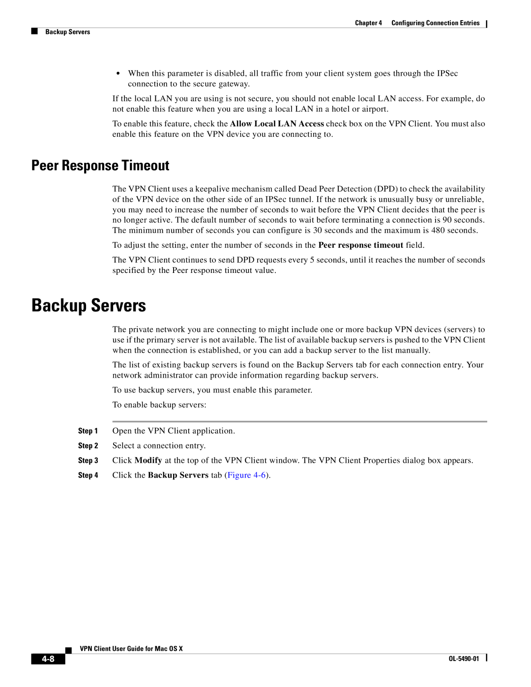 Cisco Systems OL-5490-01 manual Backup Servers, Peer Response Timeout 