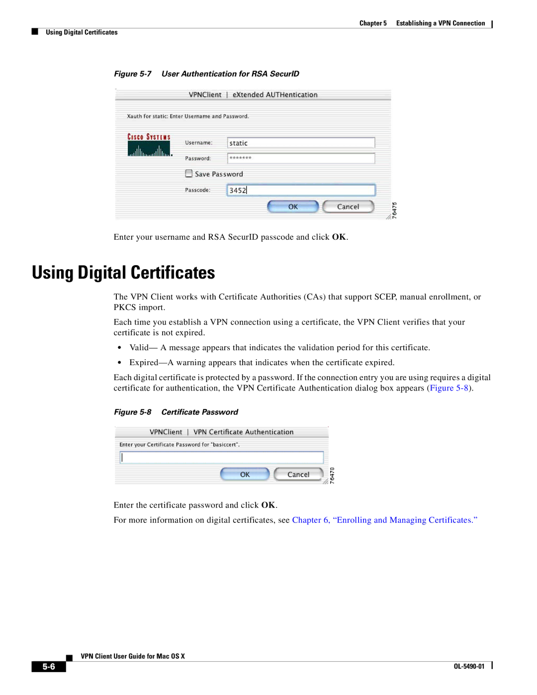 Cisco Systems OL-5490-01 manual Using Digital Certificates, User Authentication for RSA SecurID 