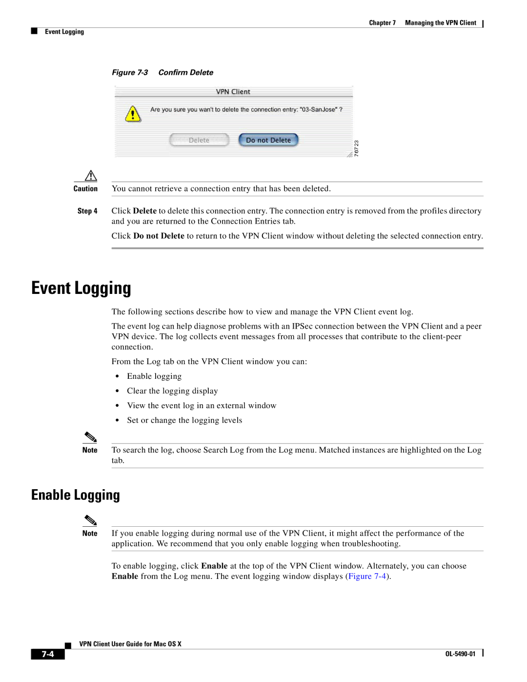 Cisco Systems OL-5490-01 manual Event Logging, Enable Logging 