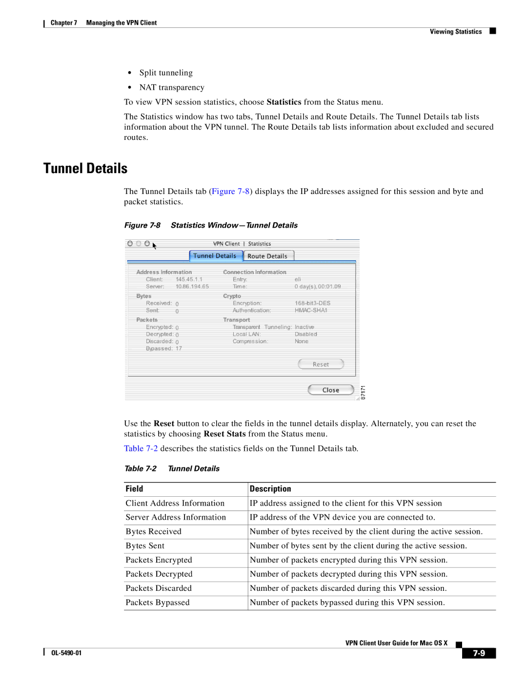 Cisco Systems OL-5490-01 manual Tunnel Details, Field Description 