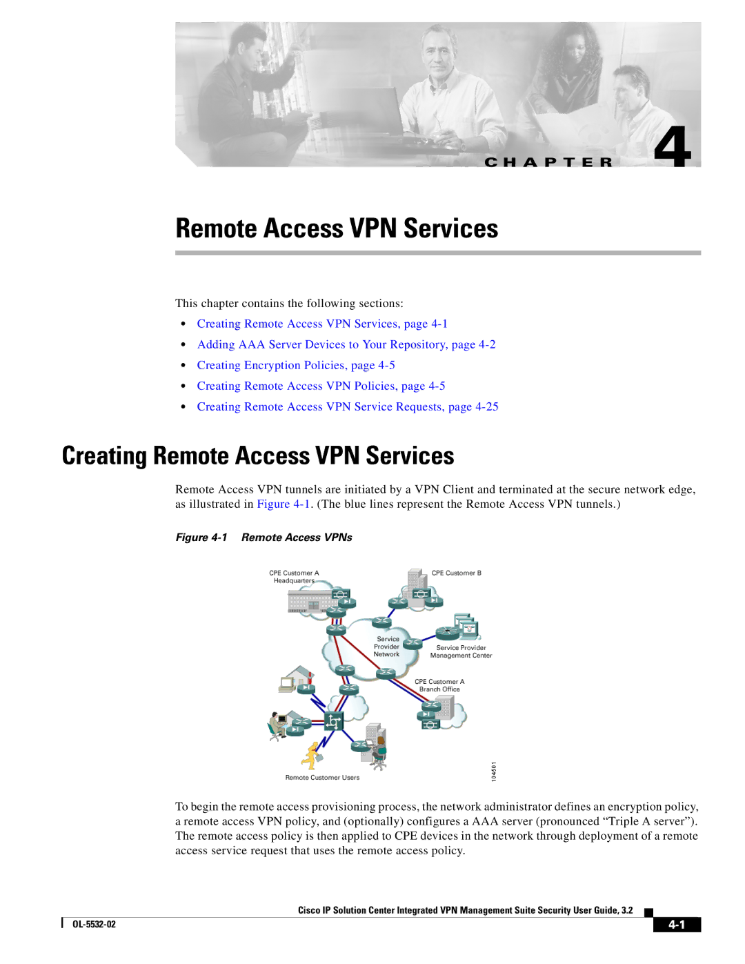 Cisco Systems OL-5532-02 manual Remote Access VPN Services 