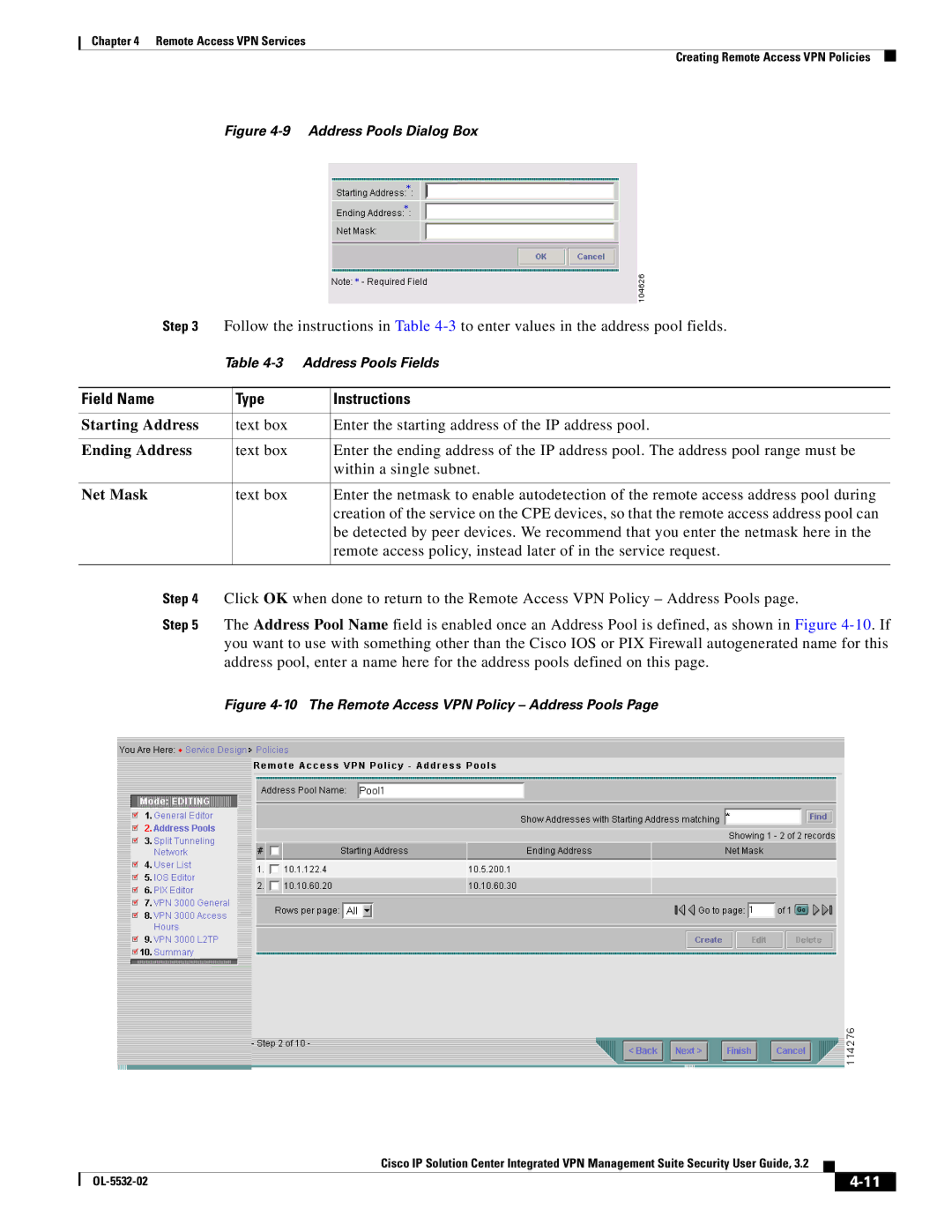 Cisco Systems OL-5532-02 manual Starting Address, Ending Address, Net Mask 