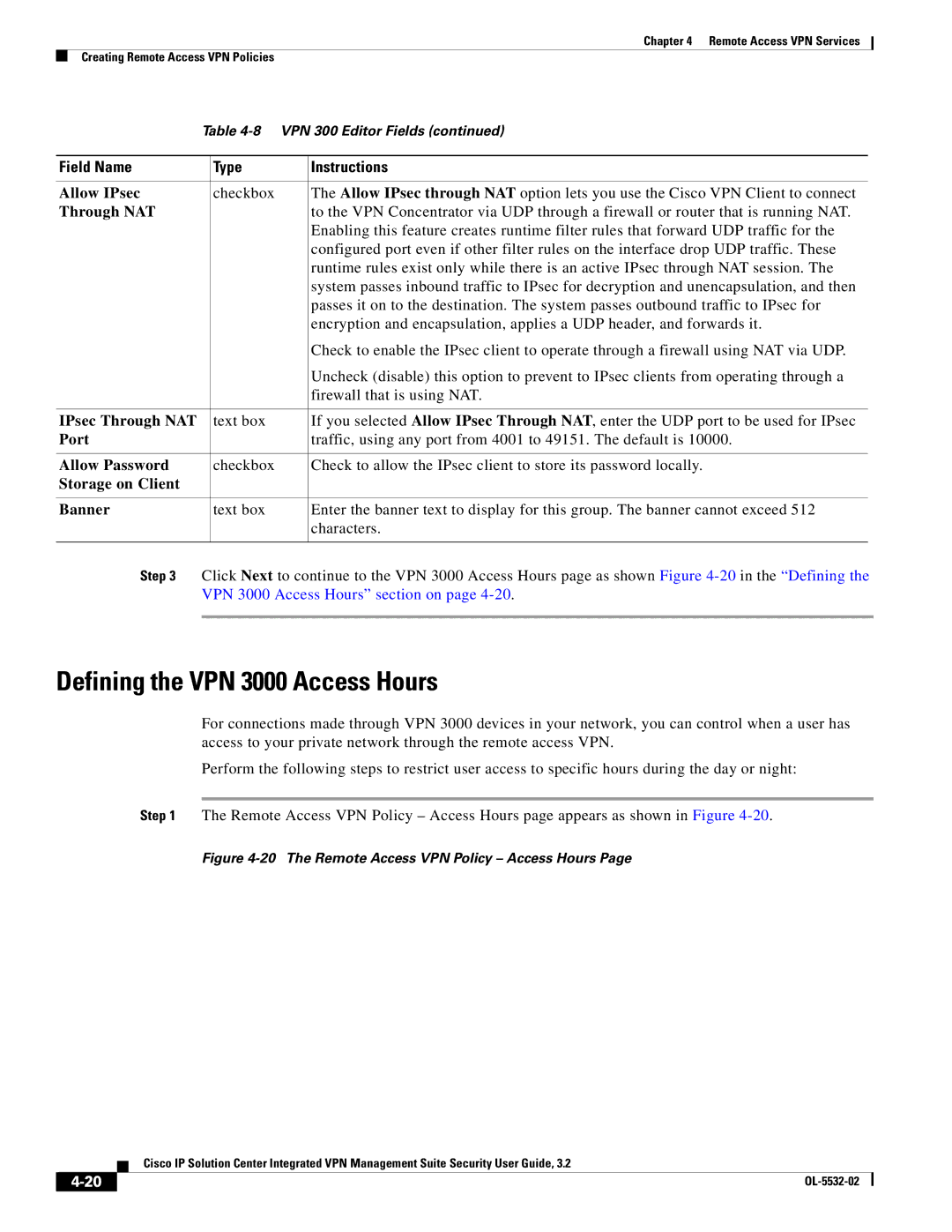 Cisco Systems OL-5532-02 manual Defining the VPN 3000 Access Hours 