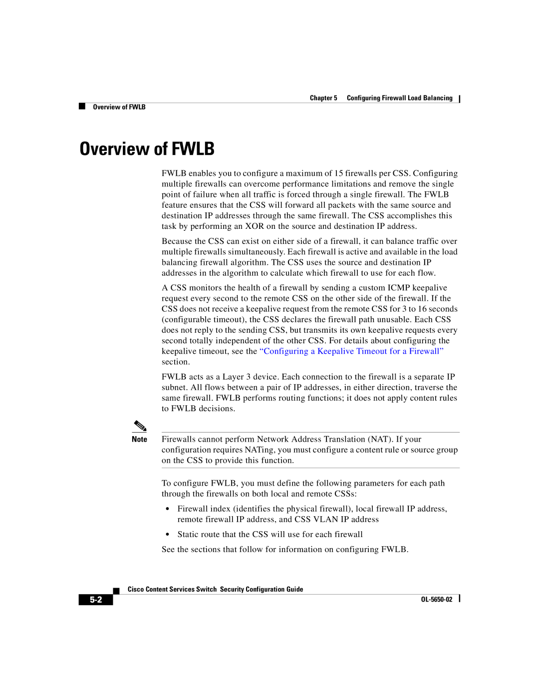 Cisco Systems OL-5650-02 manual Overview of Fwlb 