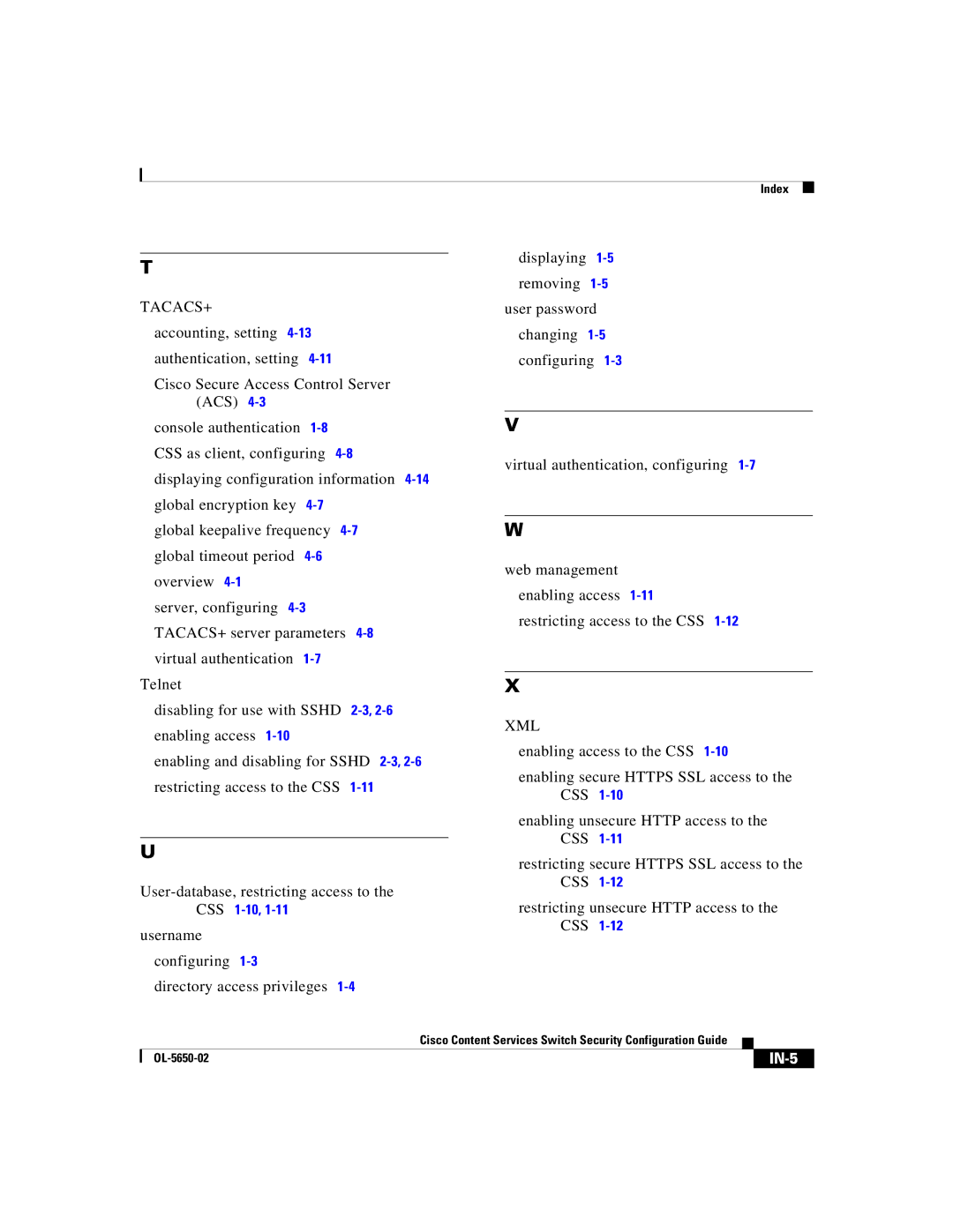 Cisco Systems OL-5650-02 manual Xml, IN-5 