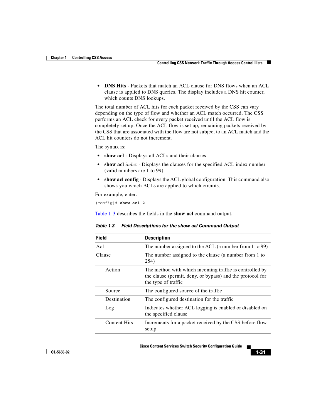 Cisco Systems OL-5650-02 manual Field Description 