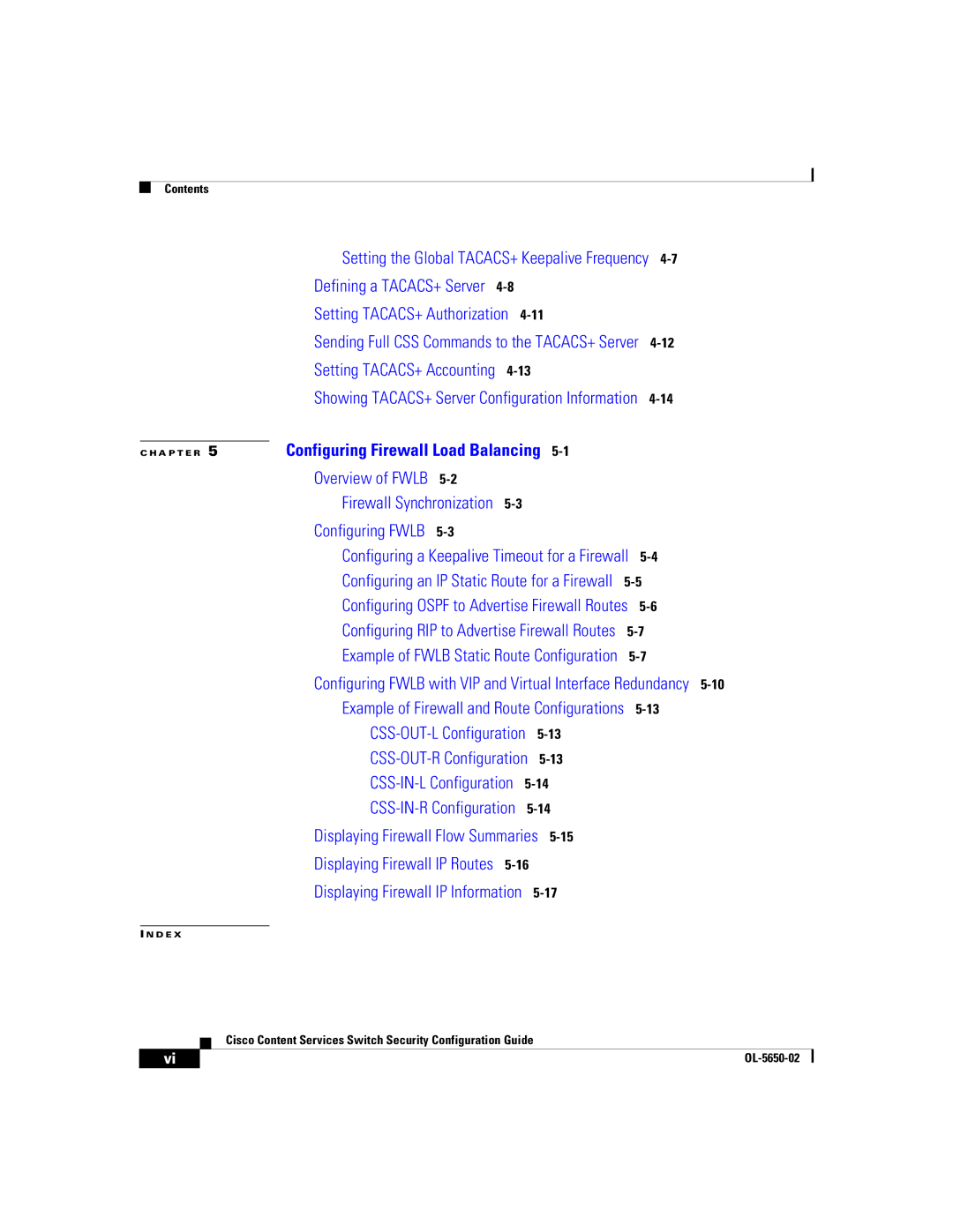 Cisco Systems OL-5650-02 manual Configuring Firewall Load Balancing 