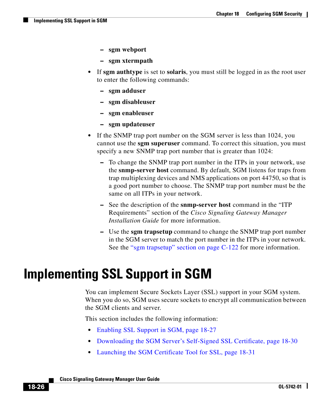 Cisco Systems OL-5742-01 manual Sgm webport Sgm xtermpath, 18-26 