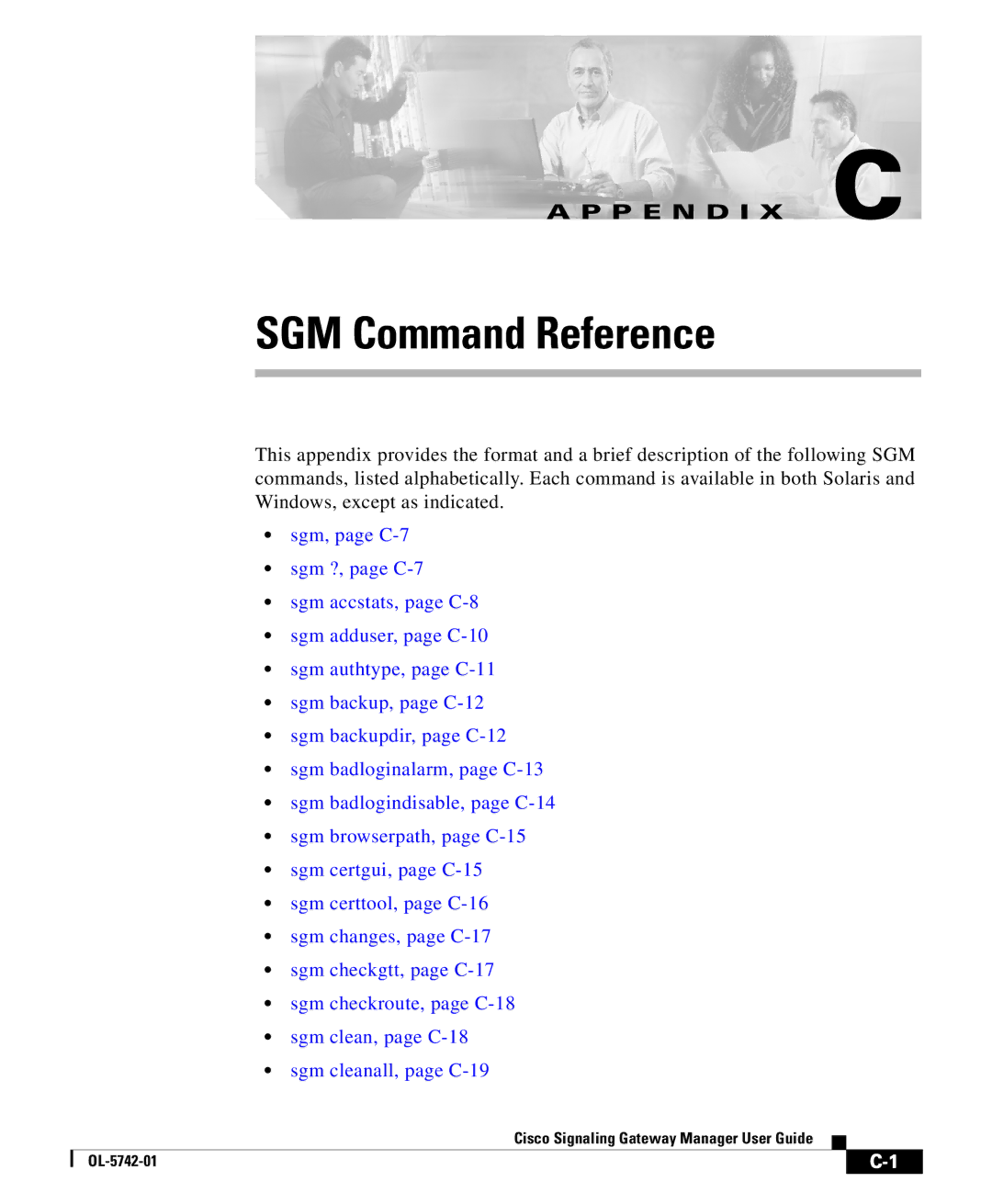 Cisco Systems OL-5742-01 appendix SGM Command Reference 