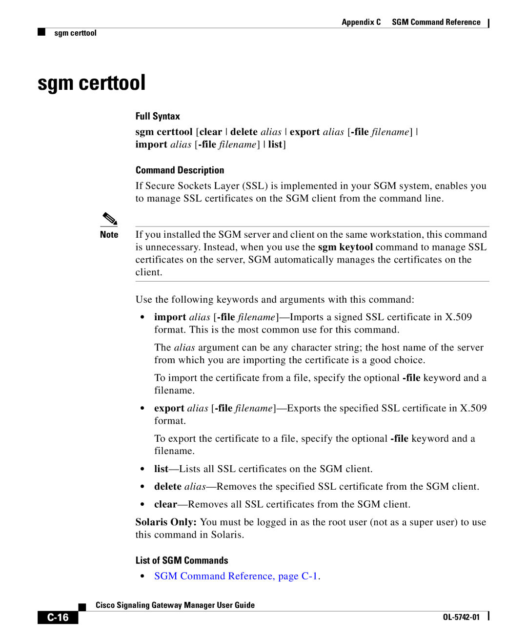 Cisco Systems OL-5742-01 appendix Sgm certtool 