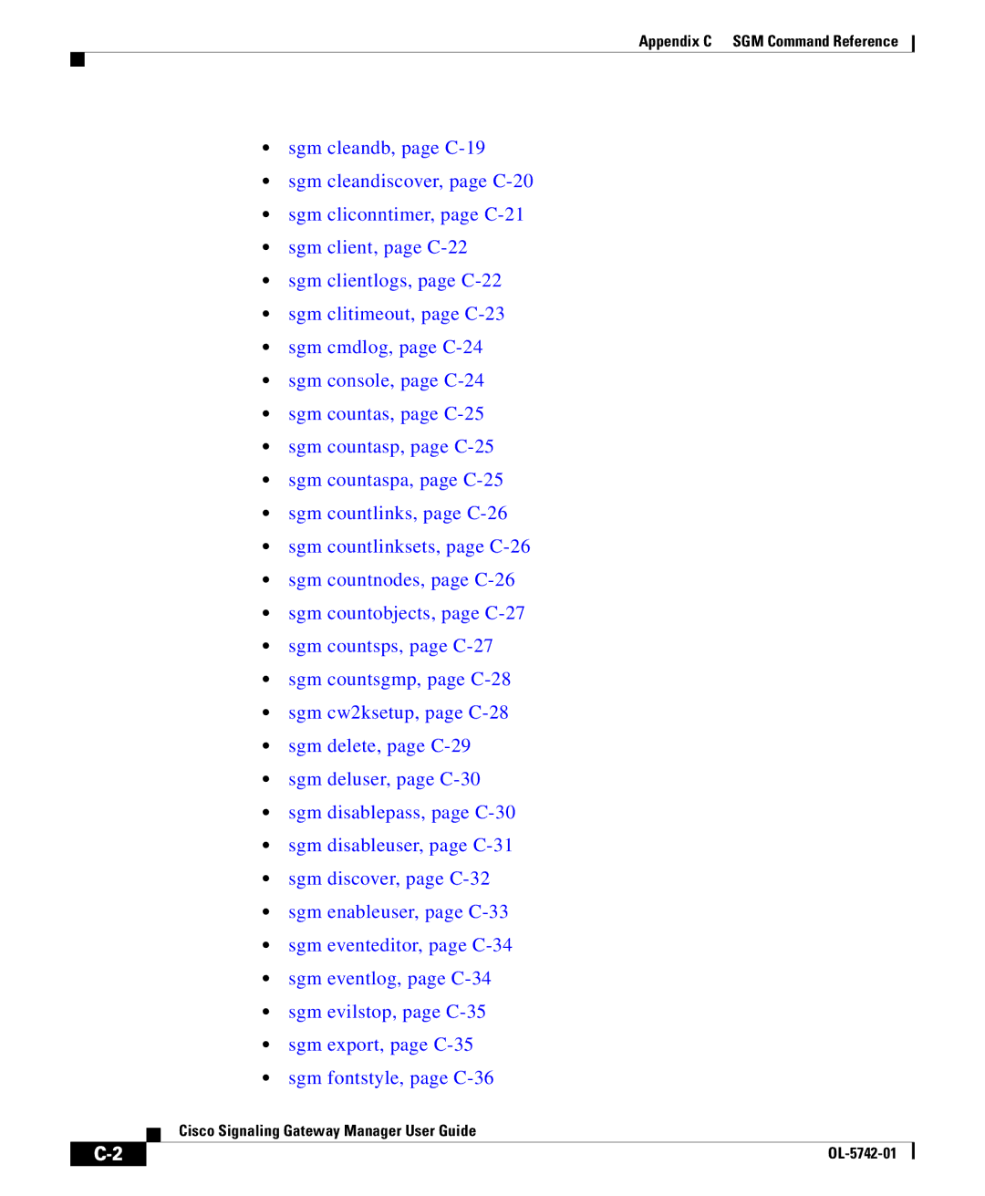 Cisco Systems OL-5742-01 appendix Appendix C SGM Command Reference 