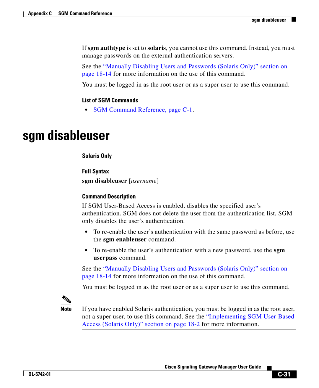 Cisco Systems OL-5742-01 appendix Sgm disableuser username 