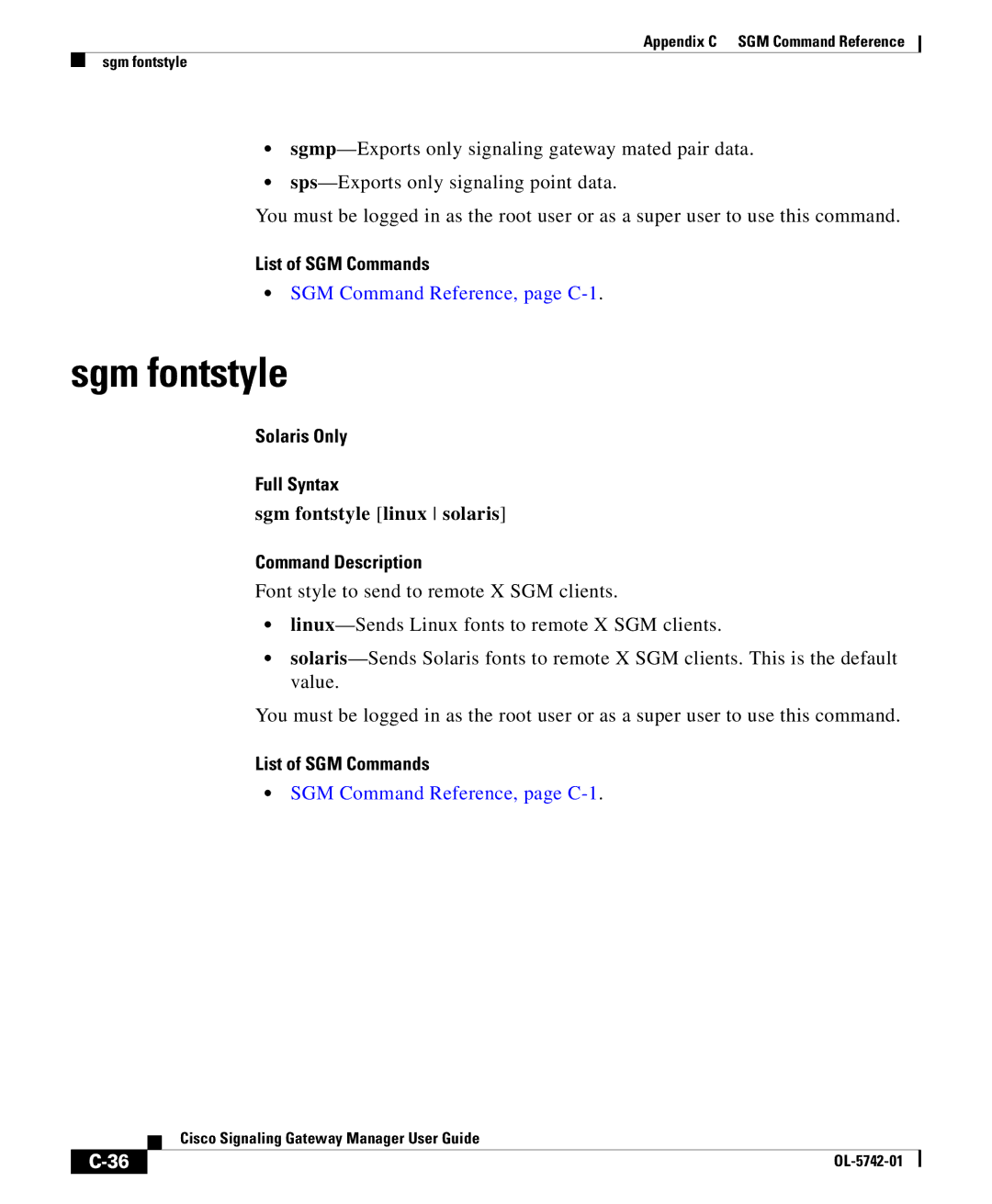 Cisco Systems OL-5742-01 appendix Sgm fontstyle linux solaris 