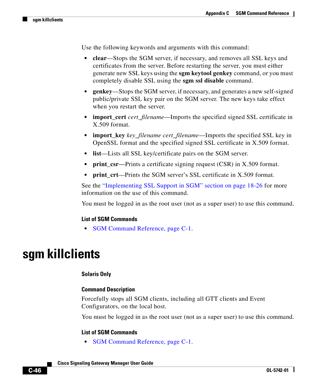 Cisco Systems OL-5742-01 appendix Sgm killclients 