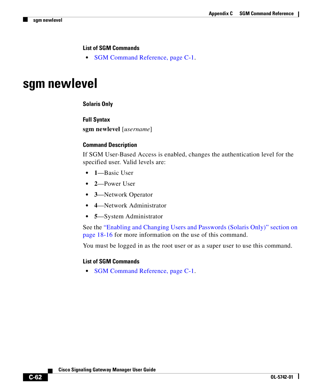 Cisco Systems OL-5742-01 appendix Sgm newlevel username 