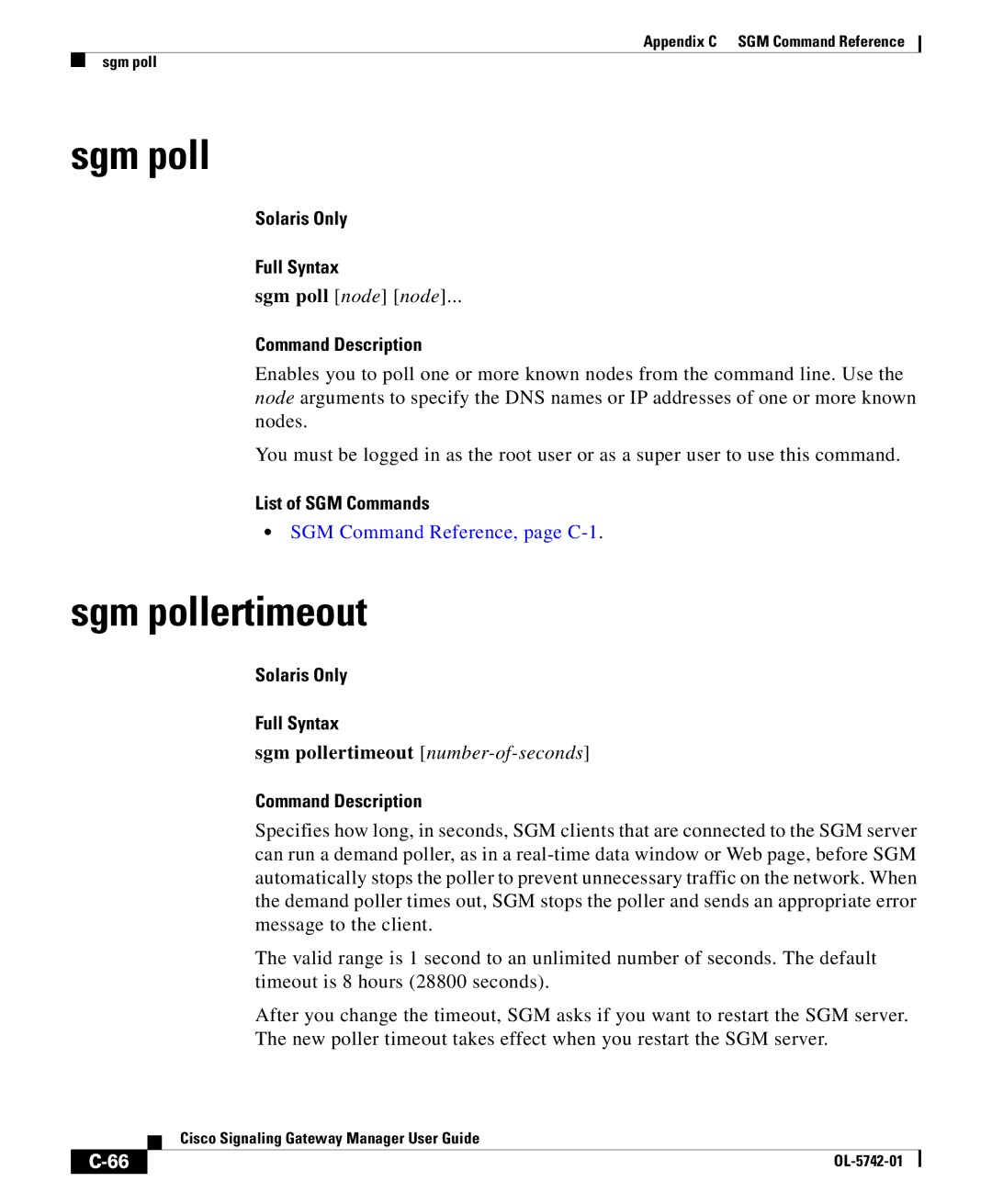 Cisco Systems OL-5742-01 appendix Sgm poll node node, Sgm pollertimeout number-of-seconds 