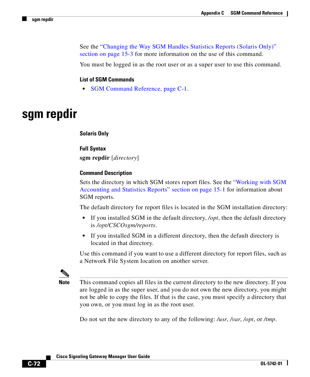 Cisco Systems OL-5742-01 appendix Sgm repdir directory 