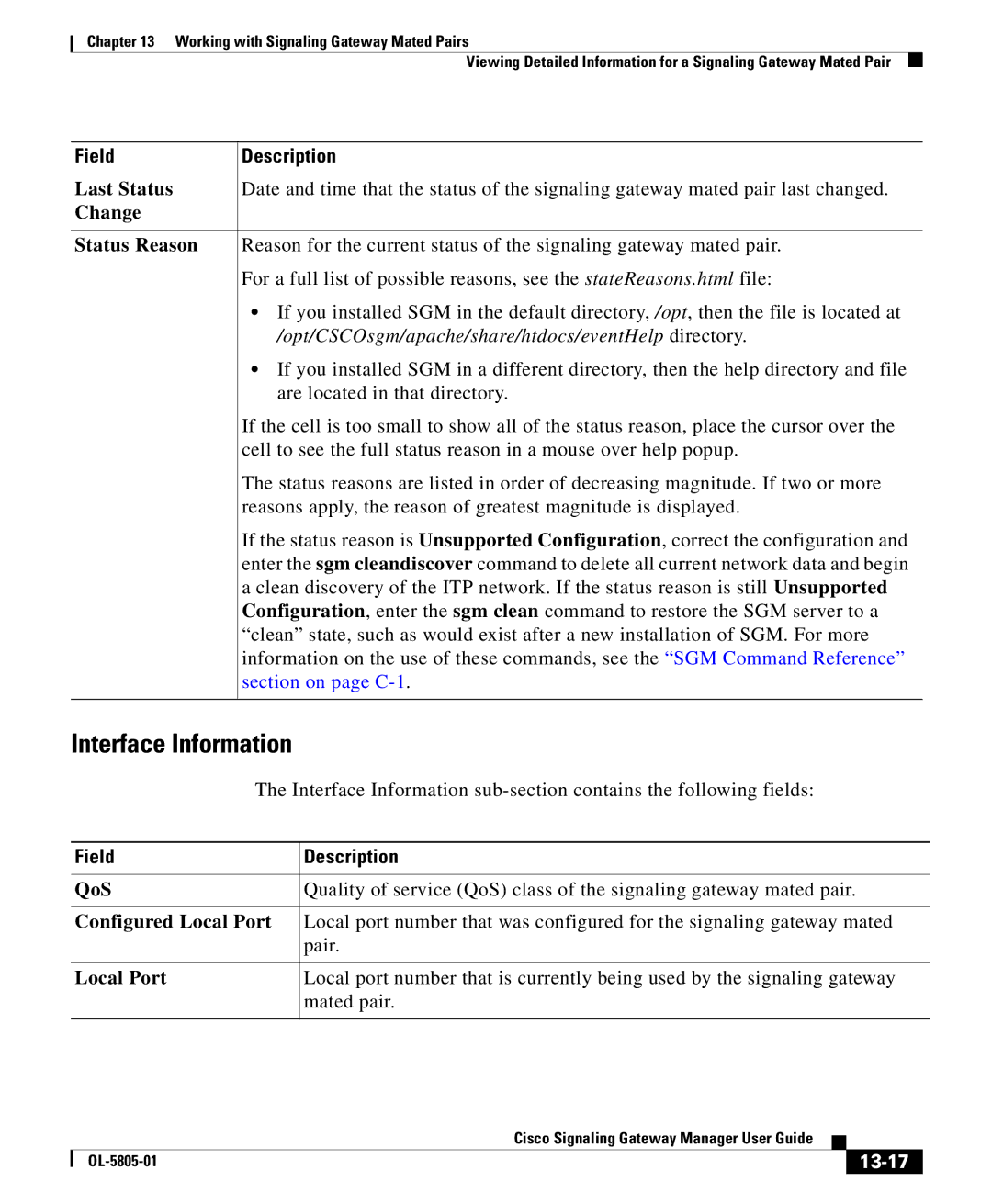 Cisco Systems OL-5805-01 manual Interface Information, 13-17 