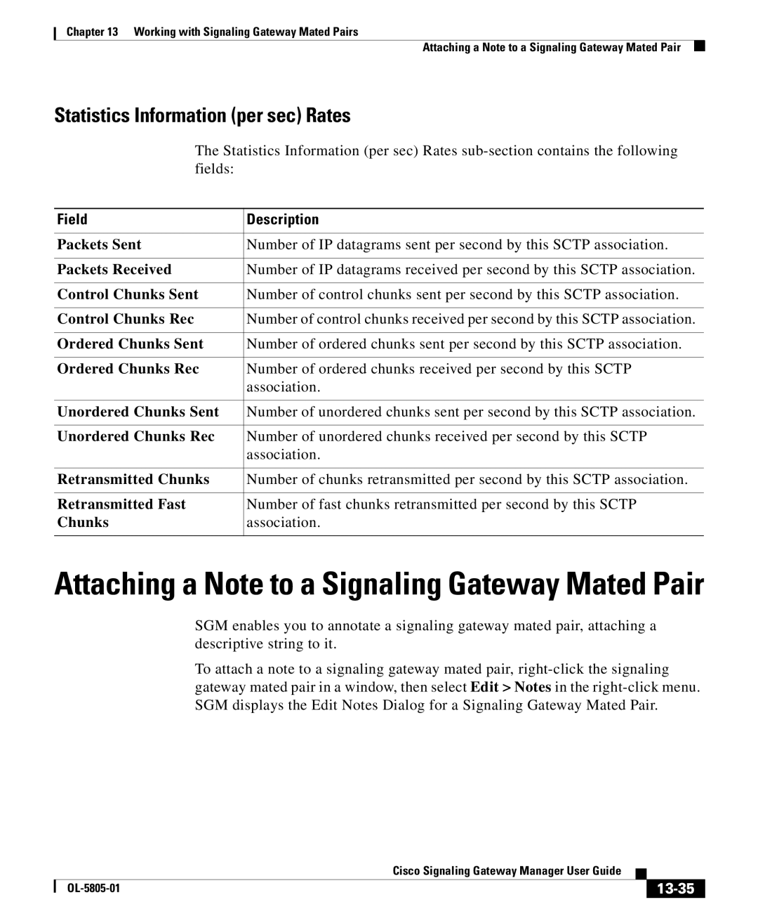 Cisco Systems OL-5805-01 manual Statistics Information per sec Rates, 13-35 