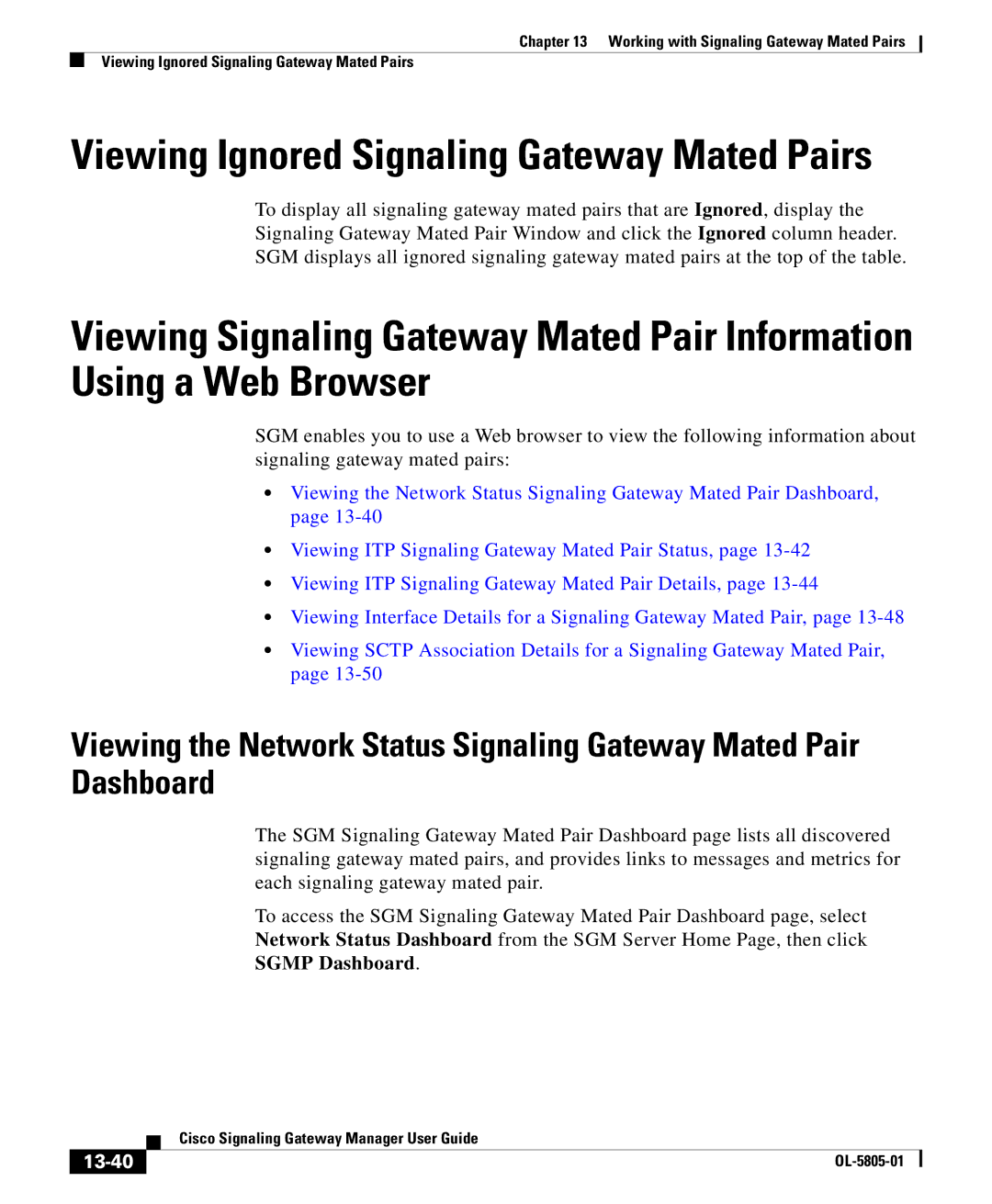 Cisco Systems OL-5805-01 manual Sgmp Dashboard, 13-40 